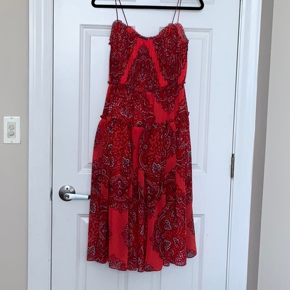 NWOT Banana Republic Red Paisley Print Midi Summer Dress - Size 4 - Picture 9 of 9
